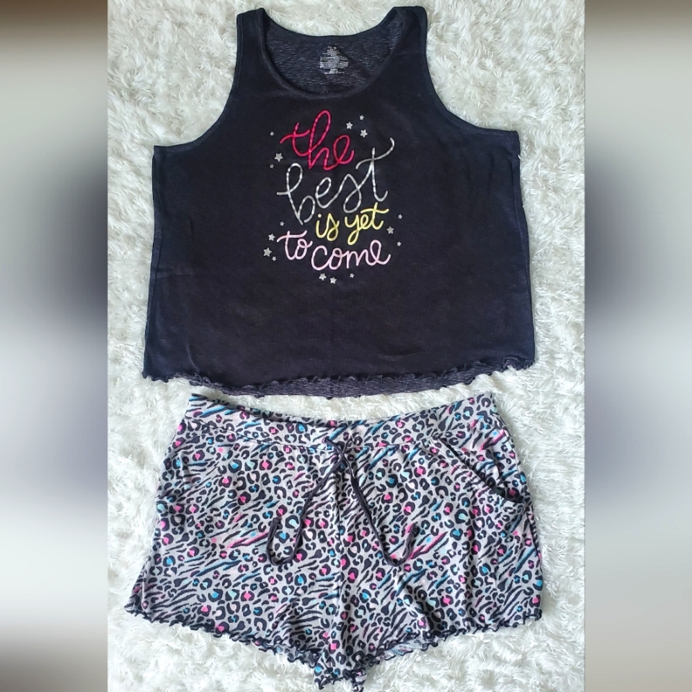 Pajama Set, Size XL (16-18), Grey & Pink Animal Print